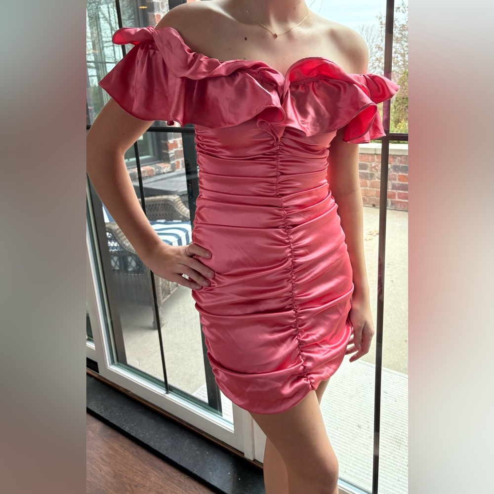 Rouched Satin Peach Cocktail Dress for Homecoming & Parties
